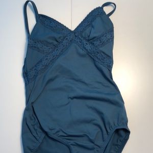 Blue Leotard With Lace Detailing